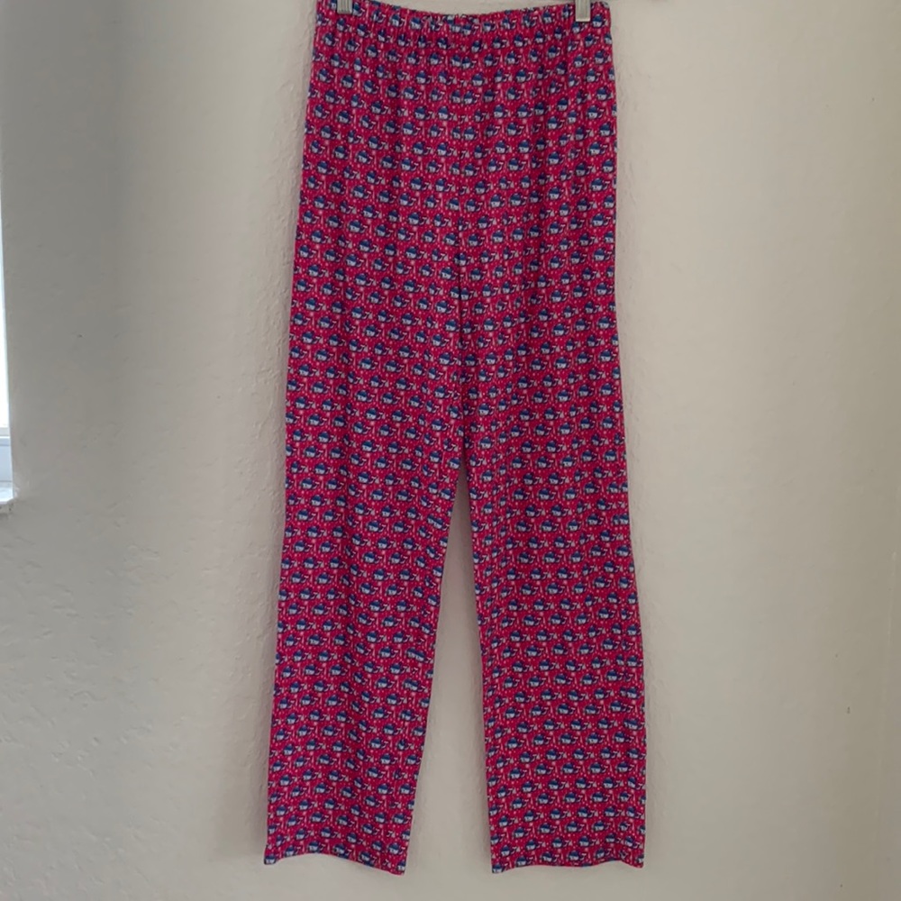 Vineyard Vines Snowman Whales Lounge Pajama Pants Kids Sz XL Youth Pink & Blue